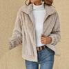 Women's Cozy Casual Fall and Winter Plush Cardigan Lapel Short Jacket