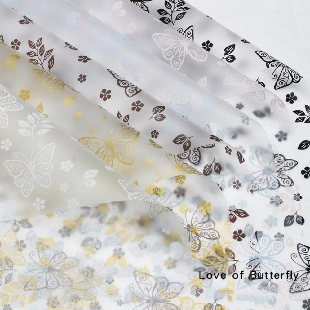 20Pcs Translucent Butterfly Floral Wrapping Paper Butterfly Patterned Gift Packaging Paper Flower