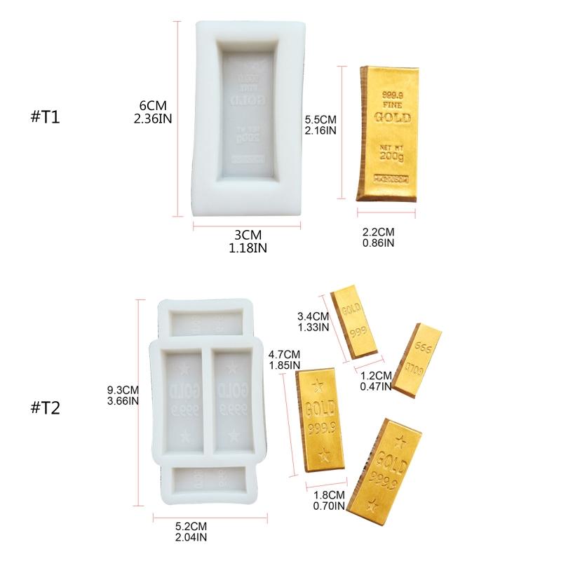 Flexible Gold Brick Silicone Mold Chocolate Gumpaste Making Mold Baking Tool Creative Fondant Dessert Mould