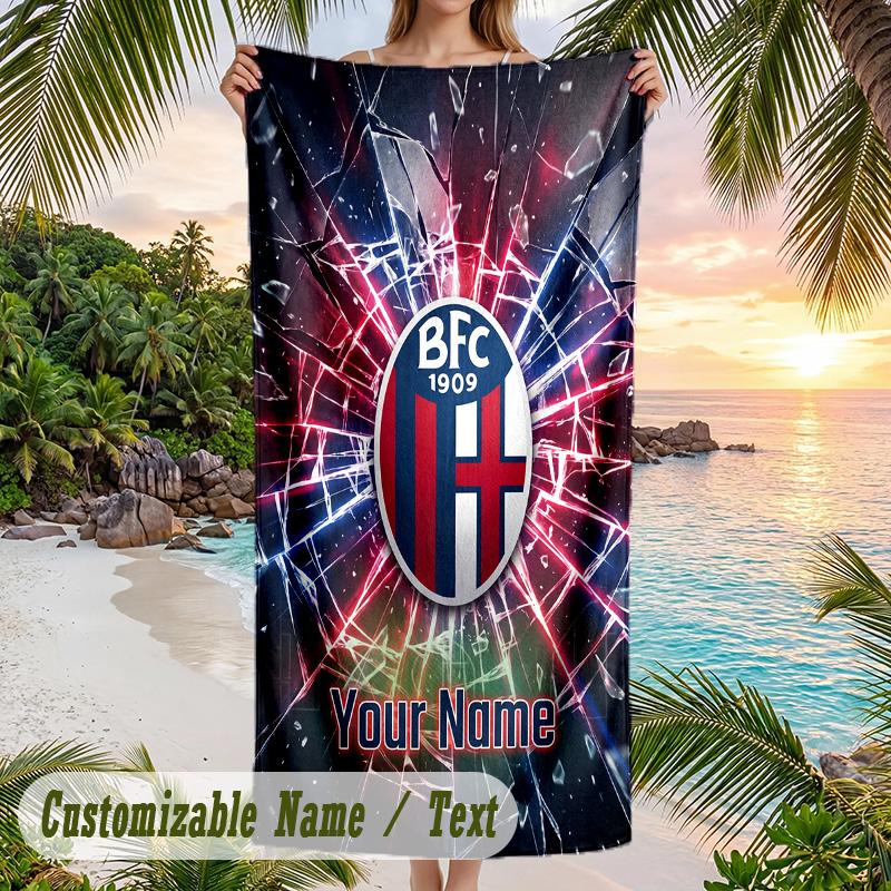 Beach Towel Bologna FC Print Custom Name Text Soft Towel for Swimming Pool