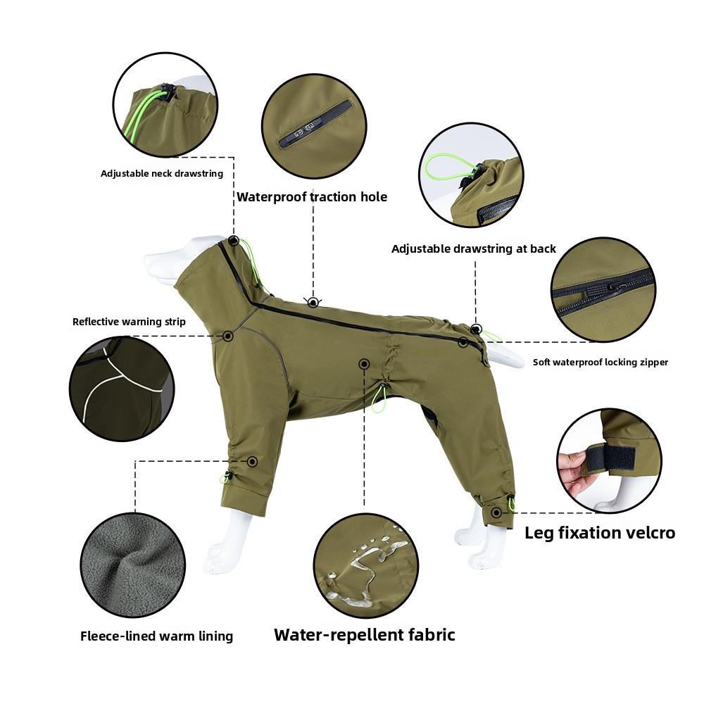 Medium and Large Dog Four-legged Jacket, Water-proof, Windproof and Warm Four-legged Jacket, Weimar Whipbit All-inclusive Dog Clothes.