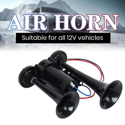 Super Loud Dual Electric Air Horns Kit with Compressor Waterproof Rustproof Simple Installation