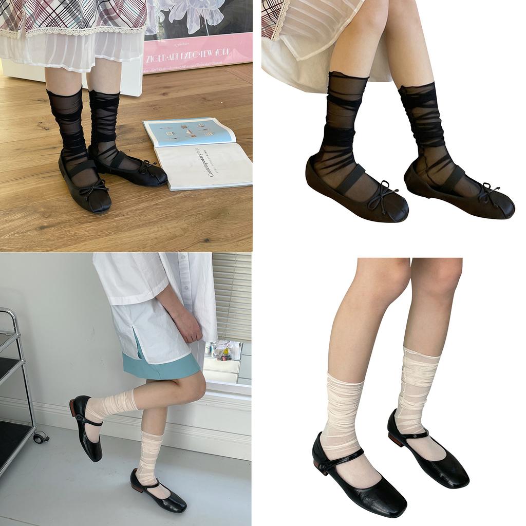 Solid Color Smooth Cute Sweet Legwear Long Winter Daily Sock for School Office