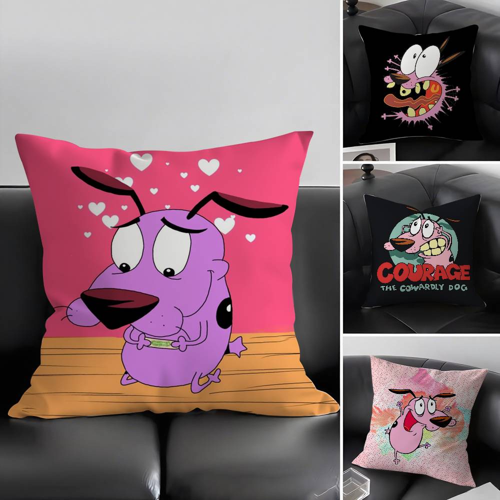 C-Courage Cowardly Dog Pillow Case Home Dorm Chair Back Short Plush Double-sided Printing Office Nap Time Cushion Cover
