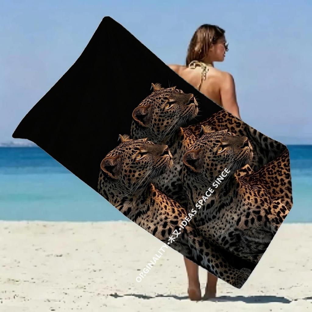 Wild Leopard Trio Beach Towel Patterned Sunscreen And Windproof Suitable For Swimming Pool Camping Travel