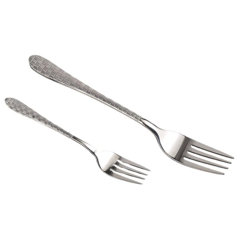 Creative Hammer Pattern Stainless Steel Cutlery Set: Dessert Spoon, Cake Fork, Steak Knife & Fork