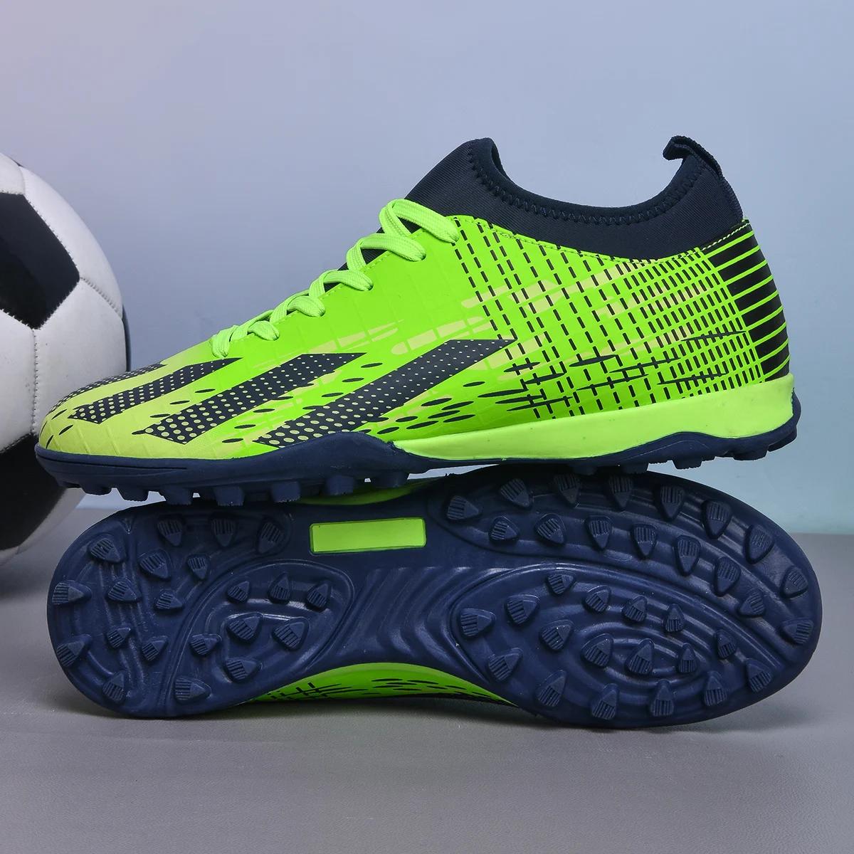 

New Men Soccer Shoes Sport Match Training Kids TF Futsal Indoor Football Boots Cleats Grass Ankle Hot-selling High-quality Light 39 зелений