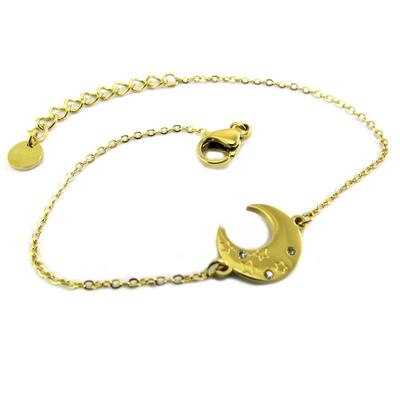 [P7960] - Designový ocelový náramek 'Starry Moon' bílé zlato - 10x10 mm