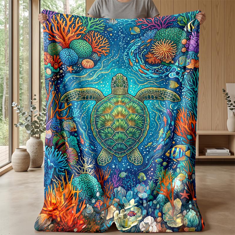 Ocean Life Adventure 53 Theme Blanket Lightweight Warm Flannel Blanket Decorative Throw Blanket for Home Decoration