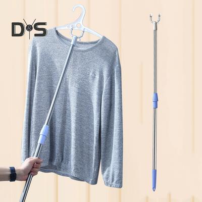 Clothes Pole Stainless Steel U-shaped Fork Retractable Telescoping Rod Hook for Hanging Garments Strong Load Capacity Collapsible Clothes Rack for