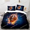Football Duvet Cover For Boys Girls Burning Football Microfiber Sports Games Theme Soft King Size Quilt Cover