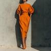 Abito Retro da Donna con Scollo a Barca e Silhouette ad A, Maniche a Sbuffo e Gonna Pieghettata a Vita Alta – Perfetto per l'Eleganza di Primavera e Autunno