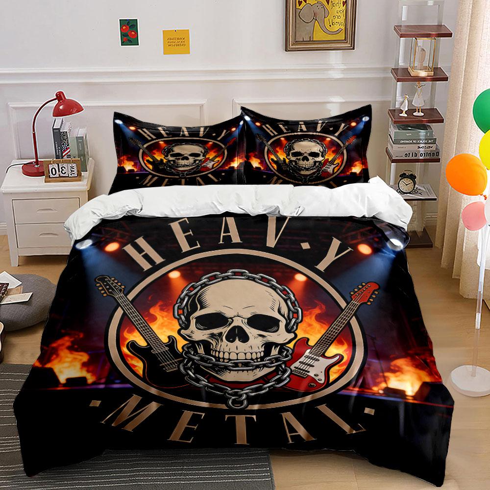 Heavy Metal Guitar Decor Set Soft Comfortable Duvet Cover Bedding Set Included 1*Duvet Cover & 2*Pillowcases, Gift