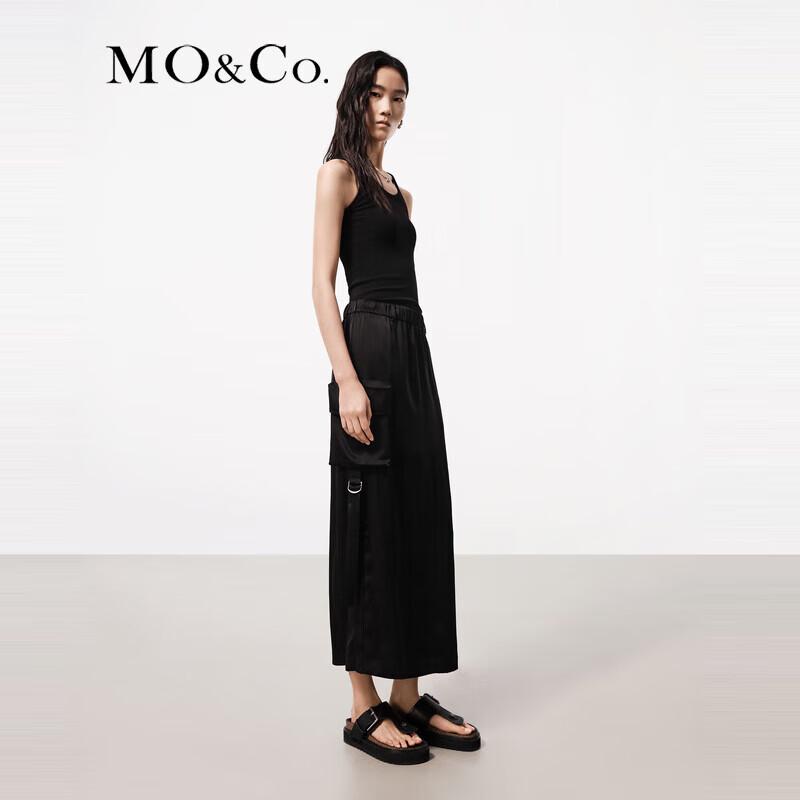 MO&Co. Cool-Touch Triacetate Workwear Spliced High-Waist Long Dress