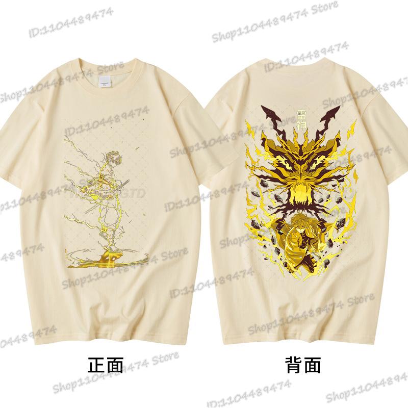 Demon Slayer T Shirts Anime Agatsuma Zenitsu Vintage Cotton Comfortable T-shirts Casual Loose T Shirt Male Female Streetwear