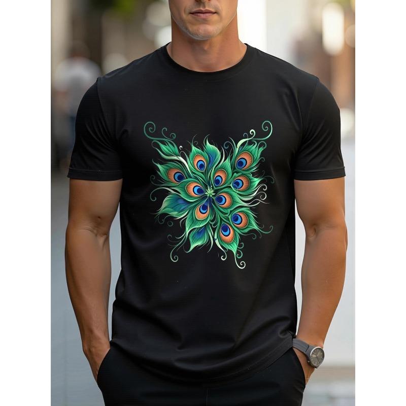 

Men s Printed Short-sleeve T-shirt,Stylish and Casual, Machine-washable with a Comfortable Fit, Breathable Summer Half-sleeve Top. 4XL