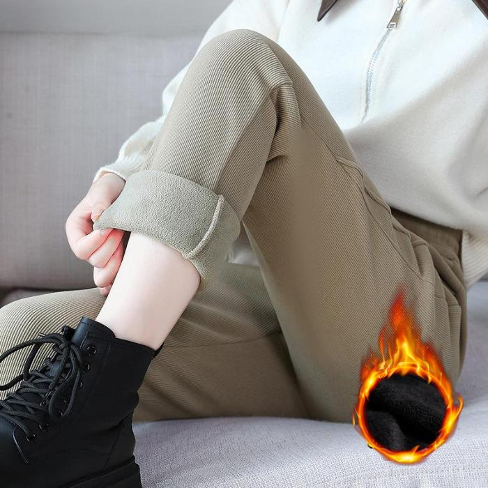 Autumn and Winter Fashion Straight-leg Pants Plus Velvet Thick Casual Pants Women's Loose Harem Pants