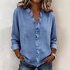 Spring Women's Wood Ear Trim Long Sleeve Cotton Shirt