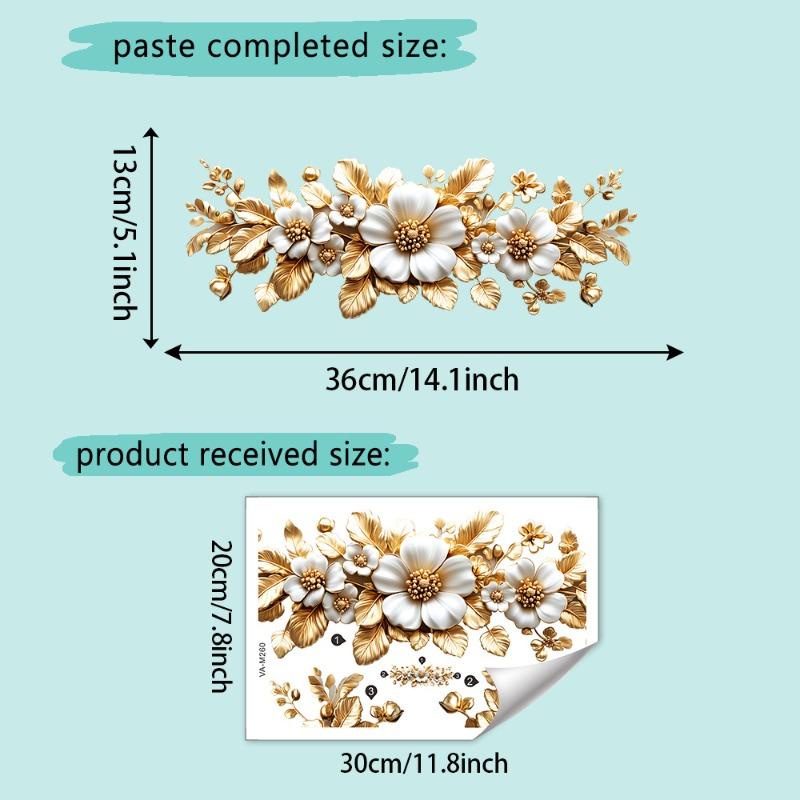 Creative Golden Flower Stickers Toilet Stickers Bathroom Door Wall Wallpaper Self Adhesive Decorative Washroom Vinyl Decals