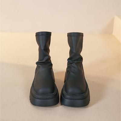 Short Boots Women's Thick-soled Elastic Boots Autumn New Thin Boots Versatile and Thin Stacking Boots Small Women's Boots
