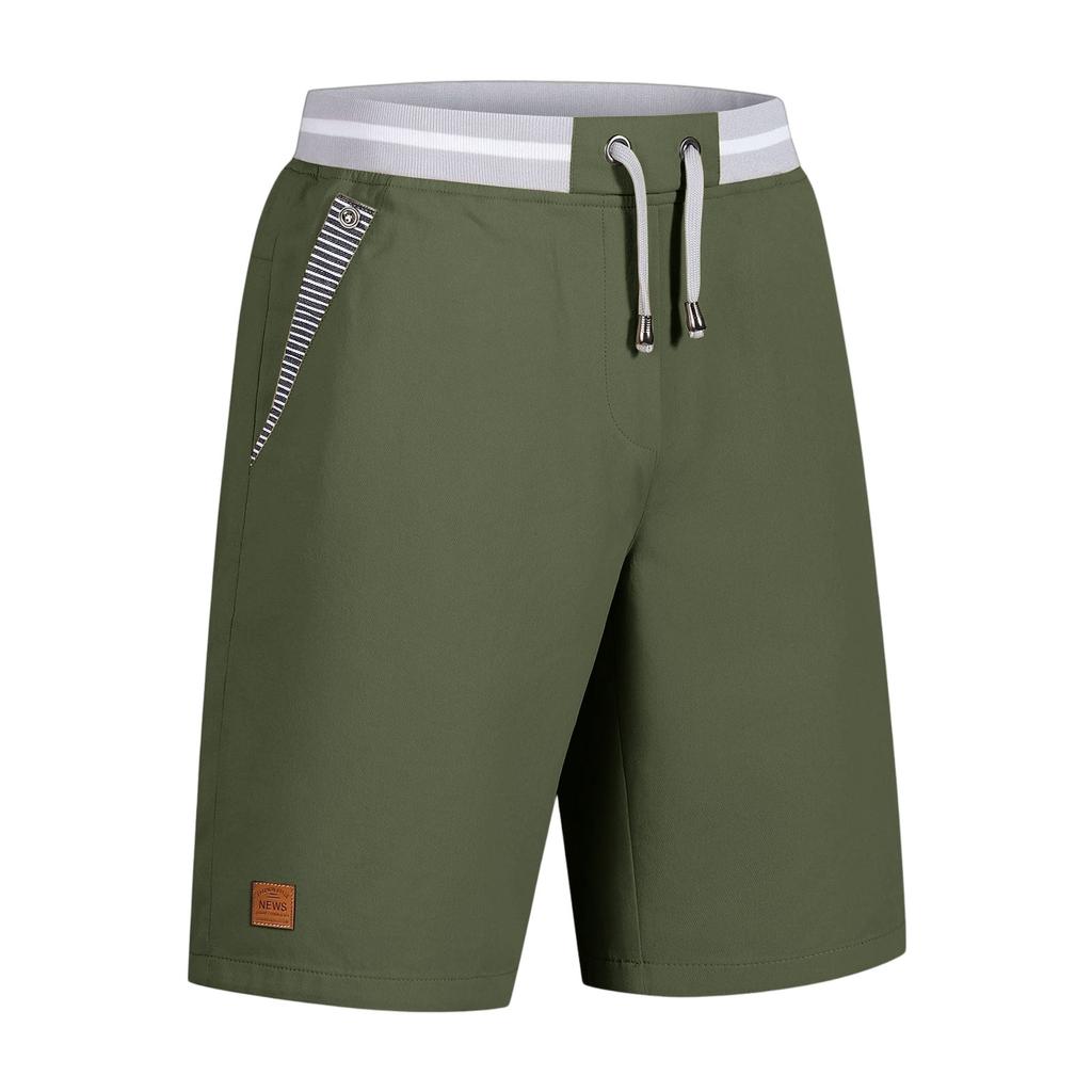 Mens Casual Knee Length Shorts Relaxed Fit Drawstring Waistband Lightweight Fabric with Multiple Pockets for Outdoor Activities Beachwear