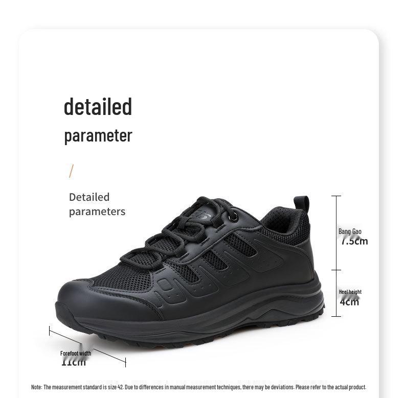 Jinhua Men's Breathable Black Outdoor Hiking Shoes - Wear-Resistant, Summer Training, Off-Road, Sports Running Shoes.