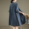 2024 Autumn New plus Size Loose Slimming V-Neckline Single-Breasted Mid-Length Casual Denim Trench Coat Women