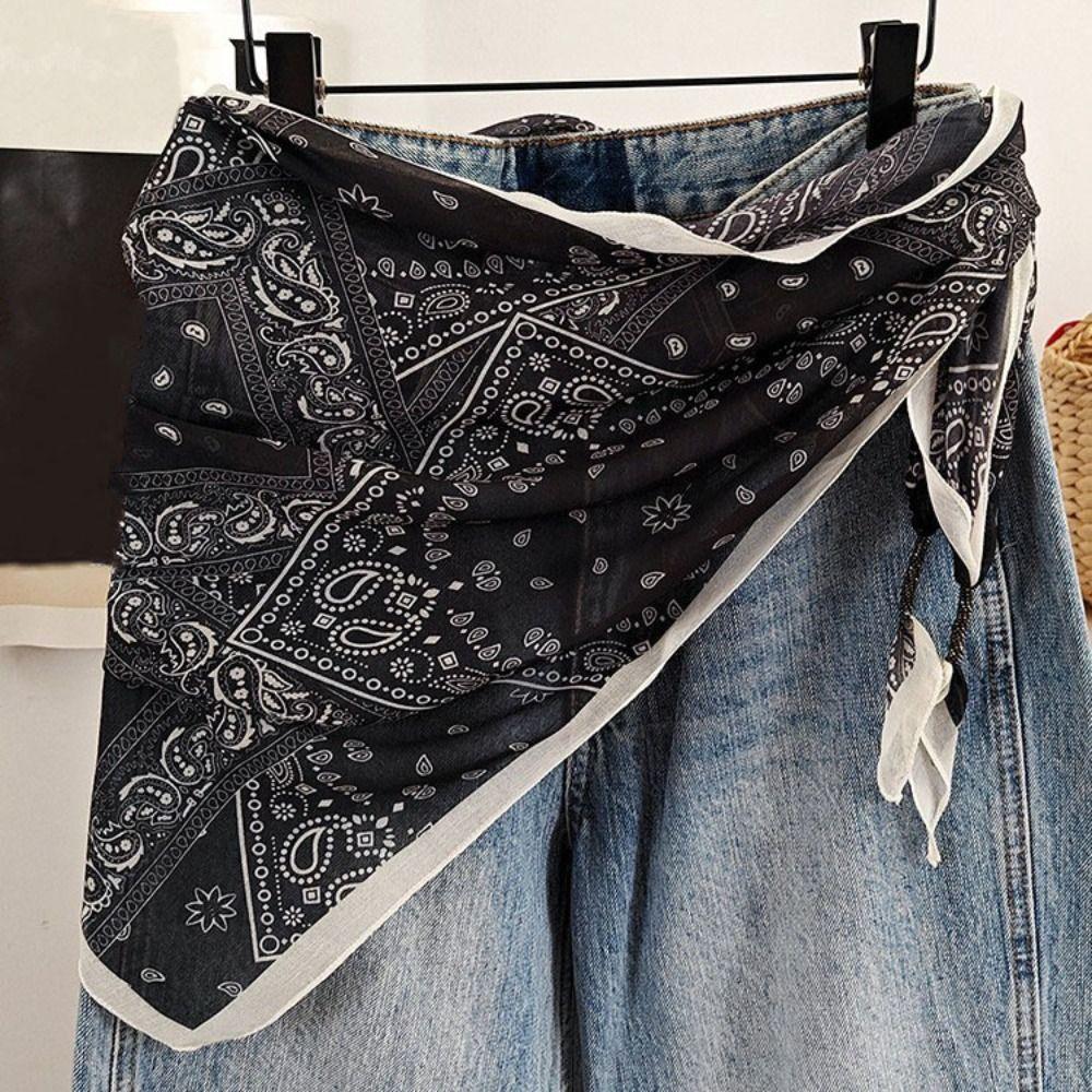 cotton Women's Necktie Floral Waist Belt chic Floral Triangle Scarf Matching Pants