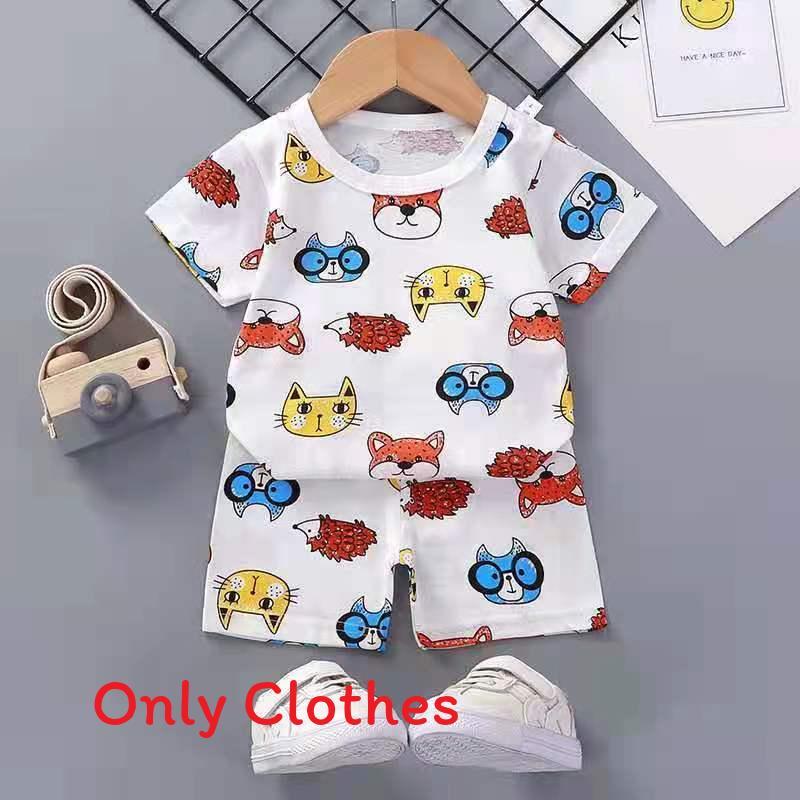 Baby Cartoon T Shirt Shorts Set With Cotton Fabric For Kids Ages 3 To 8