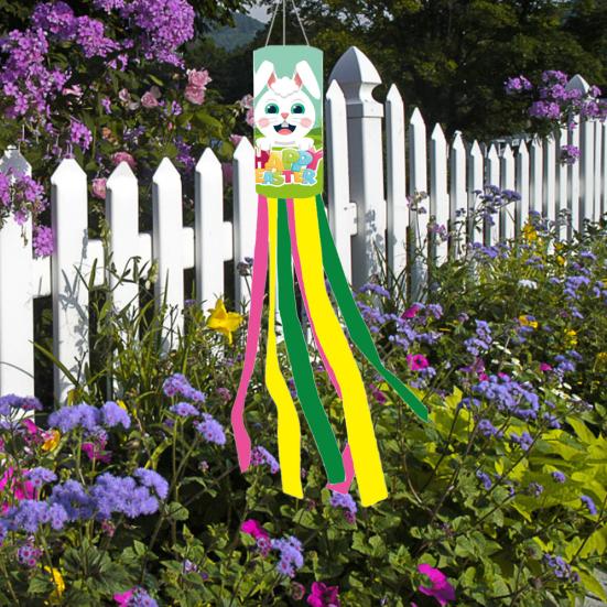 

Ветер-носок, флаг, анти-выцветание, легко повесить, счастливый пасхальный кролик, узор, садовый ветровой флаг, домашний декор C