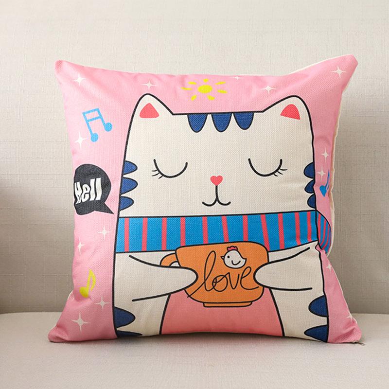 45x45cm Nordic Ins Cartoon Printing Square Pillowcase Living Room Sofa Office Seat Cushion Cover Home Decoration