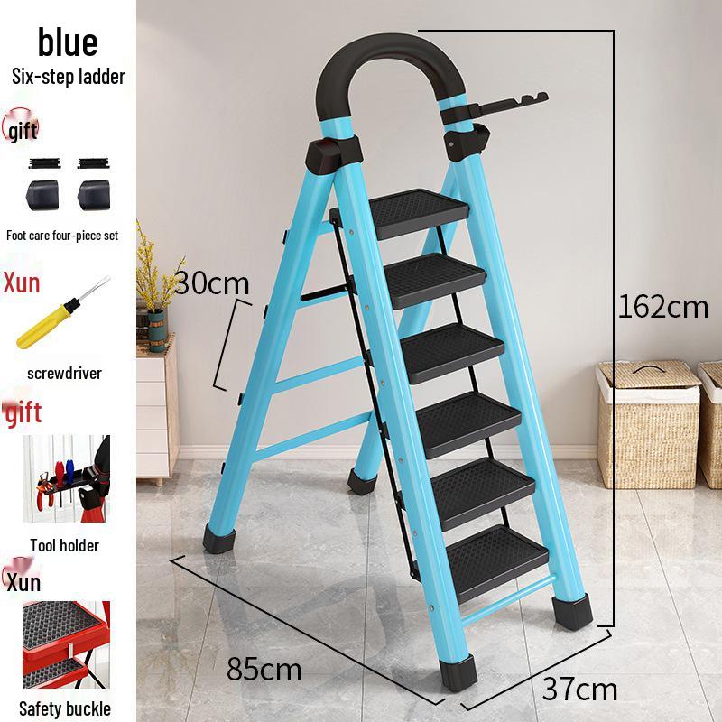 HongfuLai Thickened Folding Household Ladder: 3 to 6 Steps, A-Frame Design