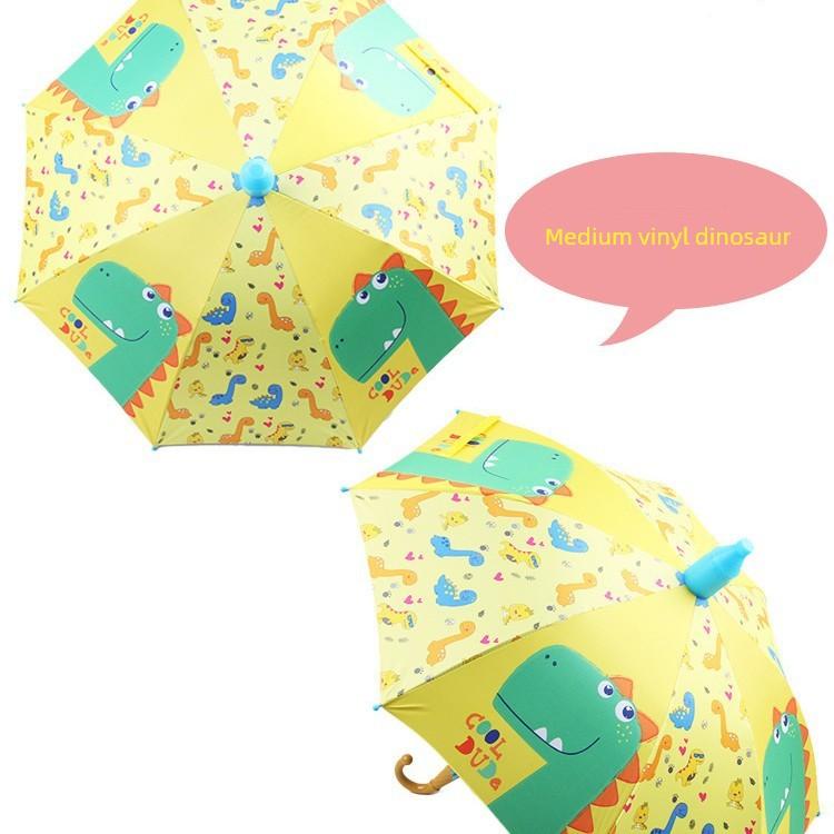Children's Umbrella, Black-Coated Straight Automatic Umbrella, Student Umbrella for Sun and Rain, Black-Coated Sun Protection, Plus Features