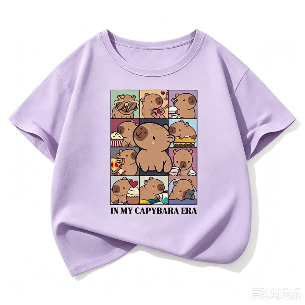Kawaii Shirt Capybara Grafik Kinder T-Shirts Sommer Kurzarm Cartoon Tier Jungen Mädchen Kleidung Oberteile Y2K Kinder