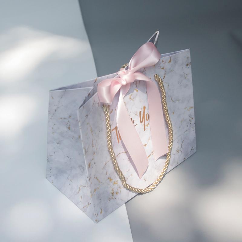 New Accept Private Customization Marble Grey Portable Gift Bag for Party Favors Gift Packaging Box Bag