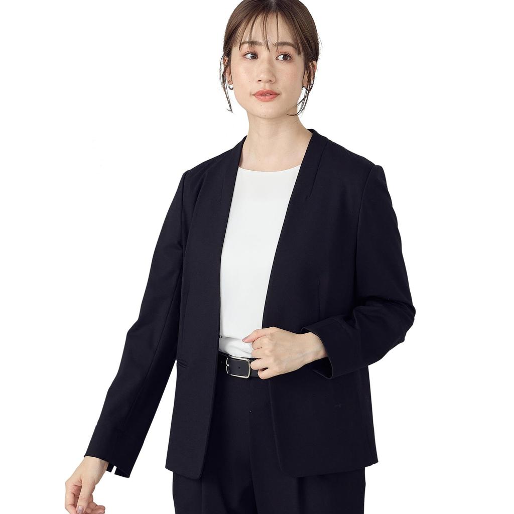 Jersey Collarless Jacket L Black [Comciseism] Set-up Compatible/washable 12-10GG10-204