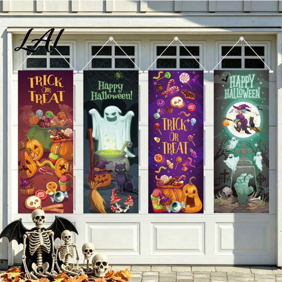 Witch Theme Wall Decor Halloween Flag Banner Backdrop Spooky Pumpkin Ghost Hanging Decorative Photo Booth Backgrounds Background Decoration