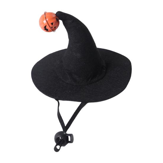 Small Dog Costume Hat Halloween Cat Wizard Hat, Bent Pointed with Pumpkin Bell, for Pets Sequined Bow Festive Pet Cats Dogs A