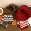 Women's Versatile Wool Blend Fair Isle Scarf for Autumn and Winter