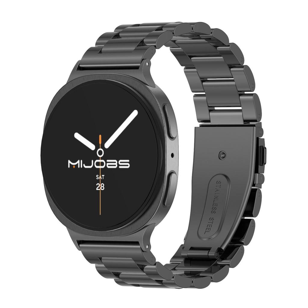Compatible with Samsung Watch8/Ultra: Stainless Steel Milanese Magnetic Strap with Three-Bead Design and Steel End Links.