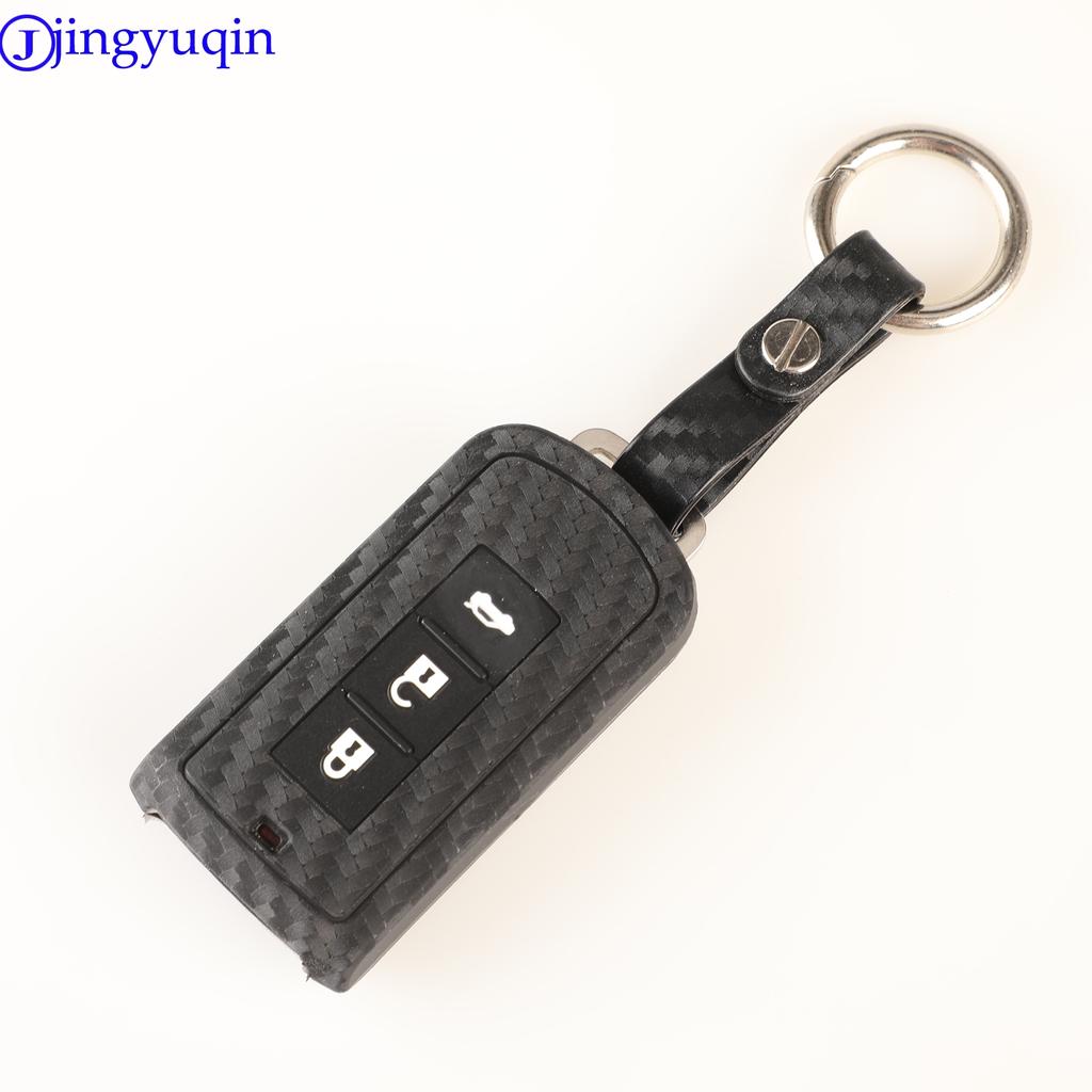 Jingyuqin Carbon Silikon Auto Schlüsselhülle Abdeckung 3T Smart Key Für Mitsubishi Outlander 2016 Lancer 10 Pajero Sport ASX L200