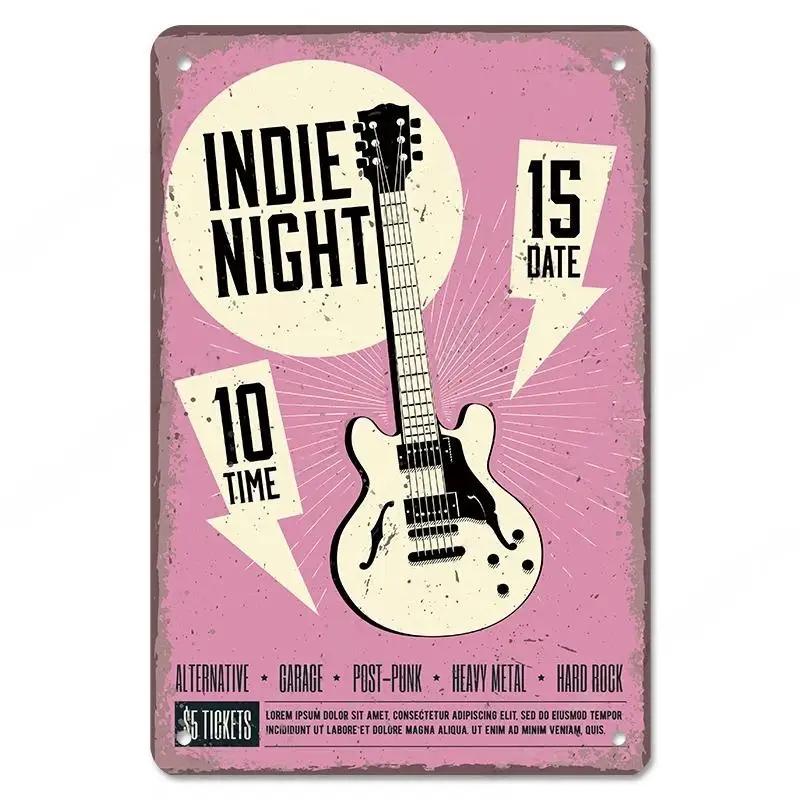 Rock Guitar Vintage Tin Sign Music Poster Wall Plaque Retro Tinplate Crafts Decor for Bar Garage Club Night Rock Party