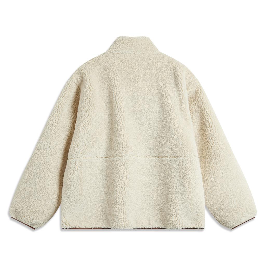 Li Ning Sportovní Módní Série Fleecová Teplá Ležérní Všestranná Volná Stojáček Větruodolná Fleecová Bunda Unisex Bunda Mlha-Khaki AFDUC95-5