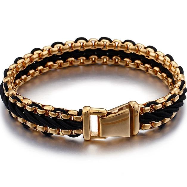 Luxury Gold Color Stainless Steel Bracelet for Man 12MM Wide Men's Wrap Bracelets Male Best Friend Jewelry Armband Wristband New