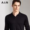 Antonio Men's 100% Merino Wool Business Casual Long-Sleeve Polo Shirt