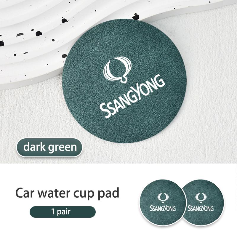 2pcs Suede Car Coaster Water Cup Drink Holder Mat Anti-Slip Pad For SsangYong Sport Korando Rexton Musso Chairman Turismo Nomad