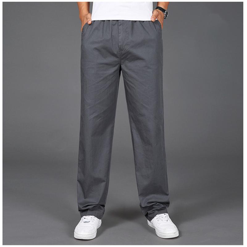 Letní tenké pánské ležérní kalhoty plus velikost pro tlusté volné kalhoty pro muže středního věku velká velikost čistá bavlna rovné elastický pas