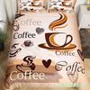 Coffee Duvet Cover Queen King Cartoon Coffee Drink Cup Print Bedding Set Coffee Lover Comforter Cover Modern Brown Quilt Cover