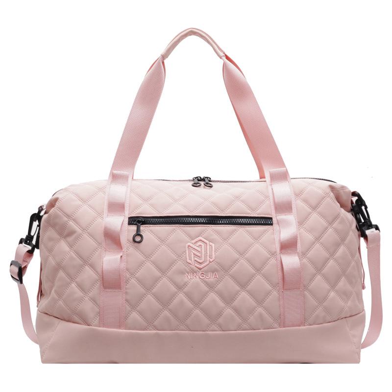 Rhombus boarding model, women's simple foreign gas dry and wet separation sports fitness bag, portable pull rod travel bag
