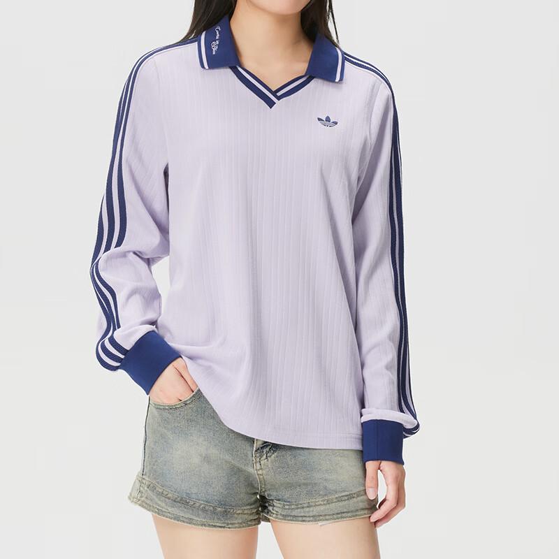 adidas Originals Women's Long Sleeve Polo Shirt Purple KY5733